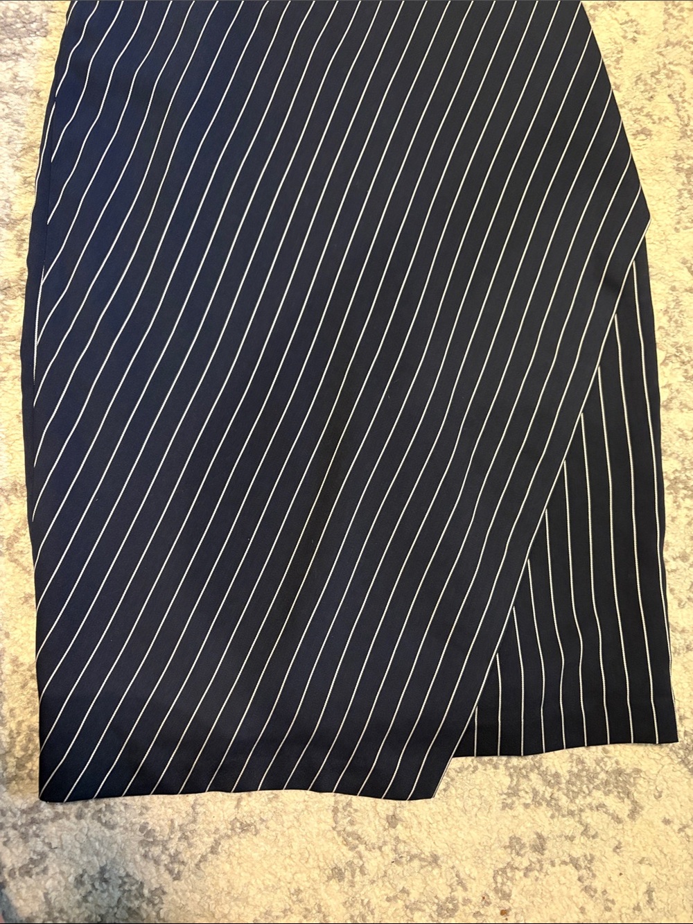 Banana Republic Navy Pinstripe Faux Wrap Sheath Dress Size 10 - Picture 3 of 8